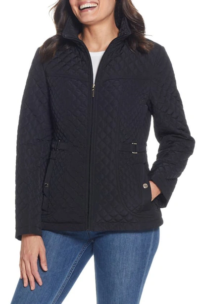 Gallery Quilted Stand Collar Jacket In Black