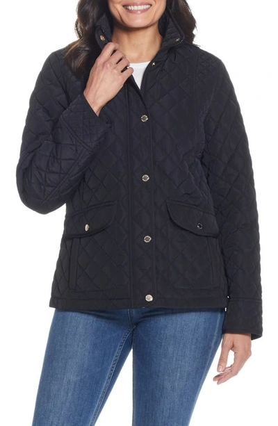 Gallery Quilted Stand Collar Jacket In Black