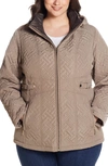 Gallery Quilted Jacket With Removable Hood In Mushroom