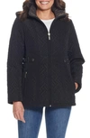 Gallery Quilted Jacket With Removable Hood In Black