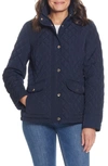 Gallery Quilted Stand Collar Jacket In Ink Navy