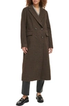 Levi's Houndstooth Check Double Breasted Long Coat In Black/ Sealbrown/ Dune Hndstth