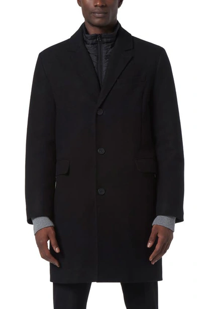 Andrew Marc Sheffield Slim Fit Single Breasted Overcoat In Black