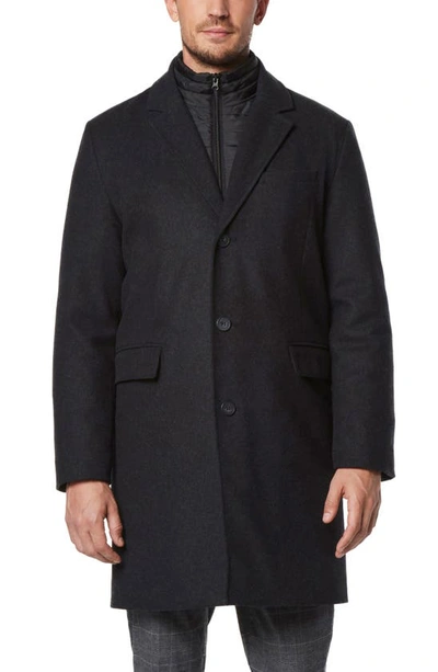 Andrew Marc Sheffield Slim Fit Single Breasted Overcoat In Charcoal
