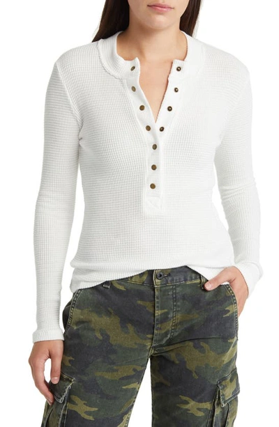 Askk Ny Snap Henley Top In Ivory