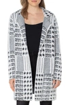 LIVERPOOL LOS ANGELES MIXED PLAID OPEN FRONT SWEATER COAT