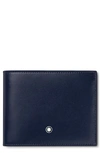 Montblanc Grained Leather Bifold Wallet With Embossed Pattern In Blue