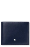Montblanc Grained Leather Bifold Wallet With Embossed Pattern In Ink Blue