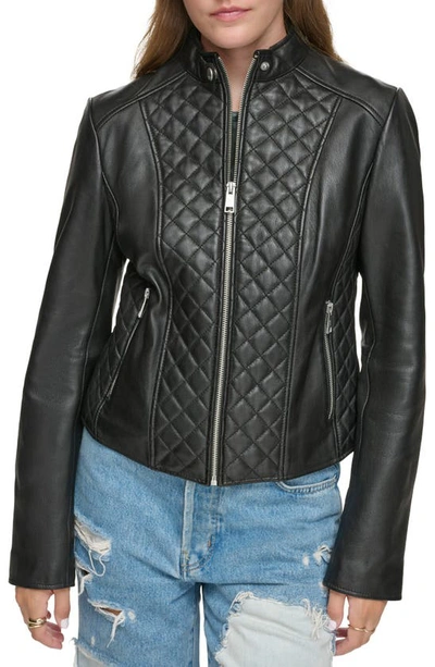 ANDREW MARC ANDREW MARC QUILTED PANEL LEATHER JACKET
