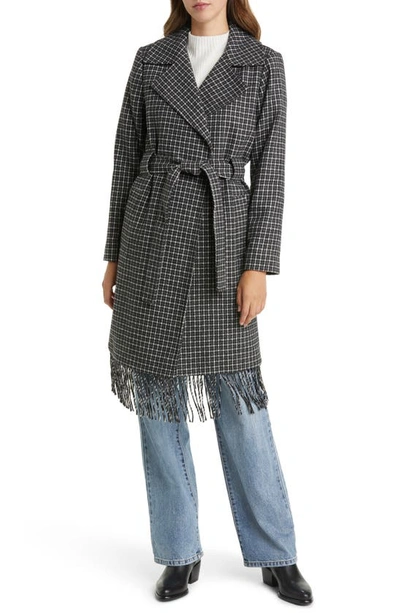 Sam Edelman Fringe Wool-blend Wrap Coat In Nocolor