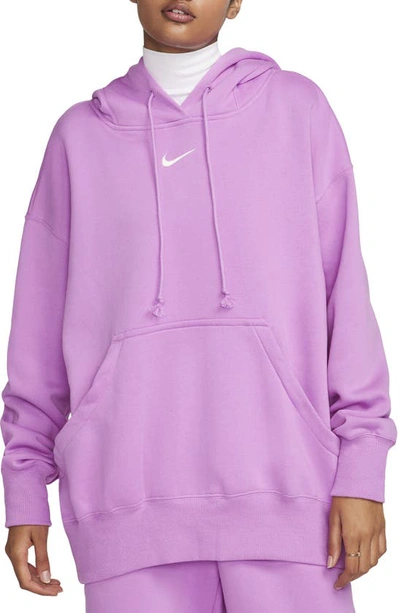 Nike Women's  Sportswear Phoenix Fleece Oversized Pullover Hoodie In Rush Fuchsia/sail 