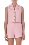 Endless Rose Women's Tweed Collared Vest Top In Pink