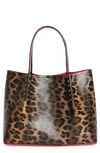 CHRISTIAN LOUBOUTIN SMALL CABAROCK LEOPARD PRINT LEATHER TOTE