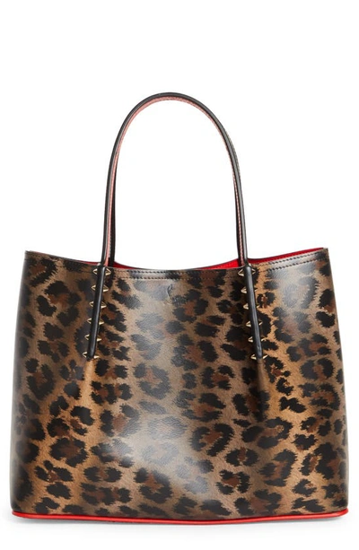 Christian Louboutin Small Cabarock Leopard Print Leather Tote In Brown