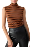 Sanctuary Essential Stripe Mock Neck Rib Sleeveless Top In Multi
