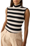 Sanctuary Essential Stripe Mock Neck Rib Sleeveless Top In T Marsh