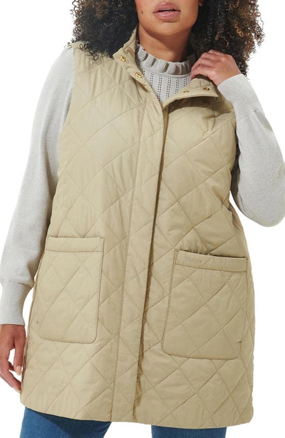 Barbour Women's Plus Size Quilted Cosmina Long Vest In Fawn