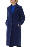 Barbour Angelina Longline Wool Blend Coat In Azure Blue/ Dark Navy