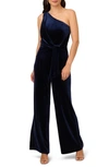 ADRIANNA PAPELL ADRIANNA PAPELL ONE-SHOULDER VELVET JUMPSUIT