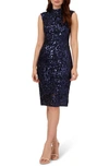 ADRIANNA PAPELL SEQUIN LACE SHEATH DRESS