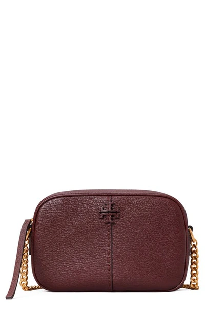 Tory Burch Mcgraw Textured Leather Camera Bag In Rot