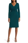 CONNECTED APPAREL TWISTED BODICE LONG SLEEVE MIDI DRESS