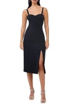 French Connection Echo Lace Trim Crepe Cocktail Sheath Dress In 01-blackout