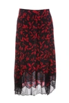 Zadig & Voltaire Joslin Leaf-print Midi Skirt In Red