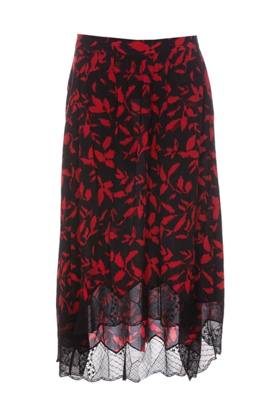 Zadig & Voltaire Joslin Leaf-print Midi Skirt In Schwarz