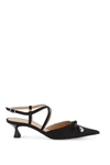 Ganni Satin Butterfly Bow Pumps In Black