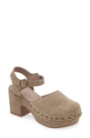 Chocolat Blu Garvey Platform Clog In Taupe Suede