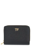 Tom Ford T-line Soft Grain Leather Zip Wallet In 1n001 Black