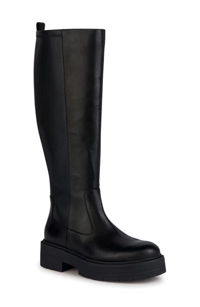 Geox Iridea Leather Calf Boots In Black