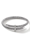 John Hardy Sterling Silver Classic Chain Diamond Pave Bypass Cuff Bracelet In Silver