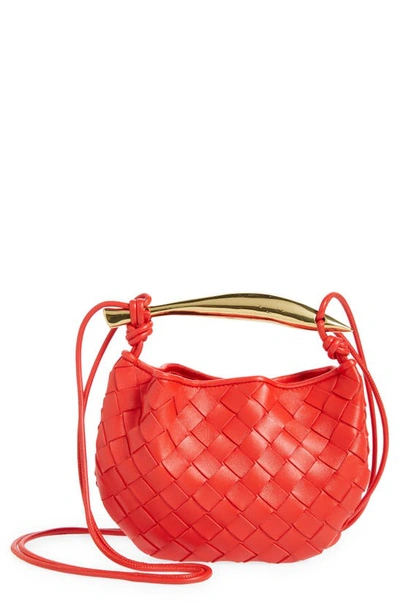 Bottega Veneta Sardine 迷你皮质斜挎包 In Red