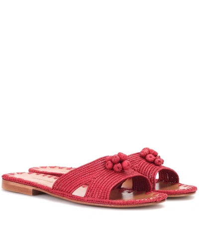 Carrie Forbes Raffia Slides In Red