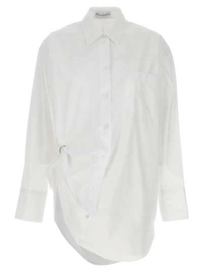 Jw Anderson Eyelet-detail Oversized Cotton Shirt In Weiss