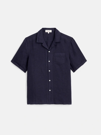 Alex Mill Convertible-collar Linen Shirt In Dark Navy