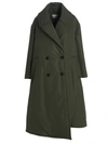 Alexander Mcqueen Double Breast Long Puffer Jacket In Green