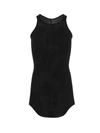 Rick Owens Black Tank Top With Curved Hem In Cotton Man In Black