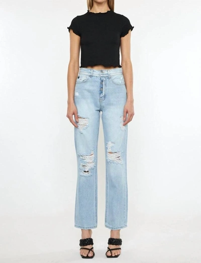 Kancan Paula 90's Straight Fit Jeans In Light Wash In Blue