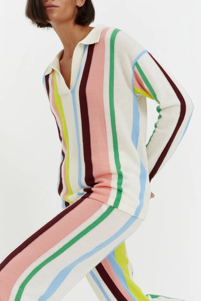Chinti & Parker Uk Multicoloured Cashmere Stripe Polo Sweater