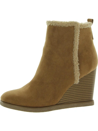 Sun + Stone Camillia Womens Zip Up Platform Wedge Boots In Brown