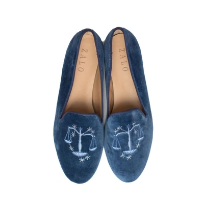 House Of Zalo Libra Slipper In Blue Smoke In Silver