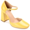 Journee Collection Women's Hesster Block Heel Ankle Strap Pumps In Yellow