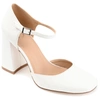 Journee Collection Women's Hesster Block Heel Ankle Strap Pumps In White