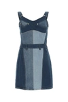Marine Serre Patchwork Regenerated Stretch Denim Minidress In Blue