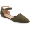 Journee Collection Womens Lana Buckle Pointed Toe Ballet Flats In Green