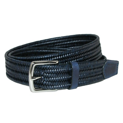 Crookhorndavis Daytona Braided Leather Stretch Belt In Blue