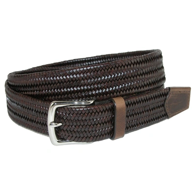 Crookhorndavis Daytona Braided Leather Stretch Belt In Brown